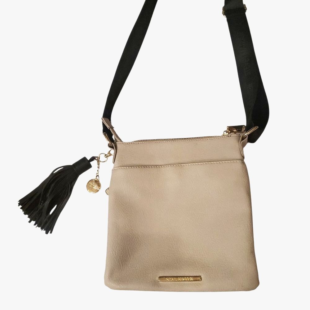 Steve Madden 9x9 Tan Crossbody Bag with Black Strap and Tassel